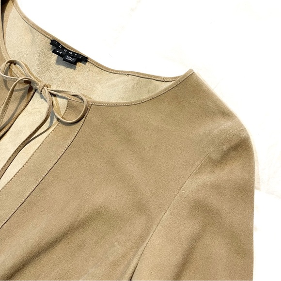 Theory Boho Leather Top with two leather corded bows Size M - Carmel color - Picture 14 of 17